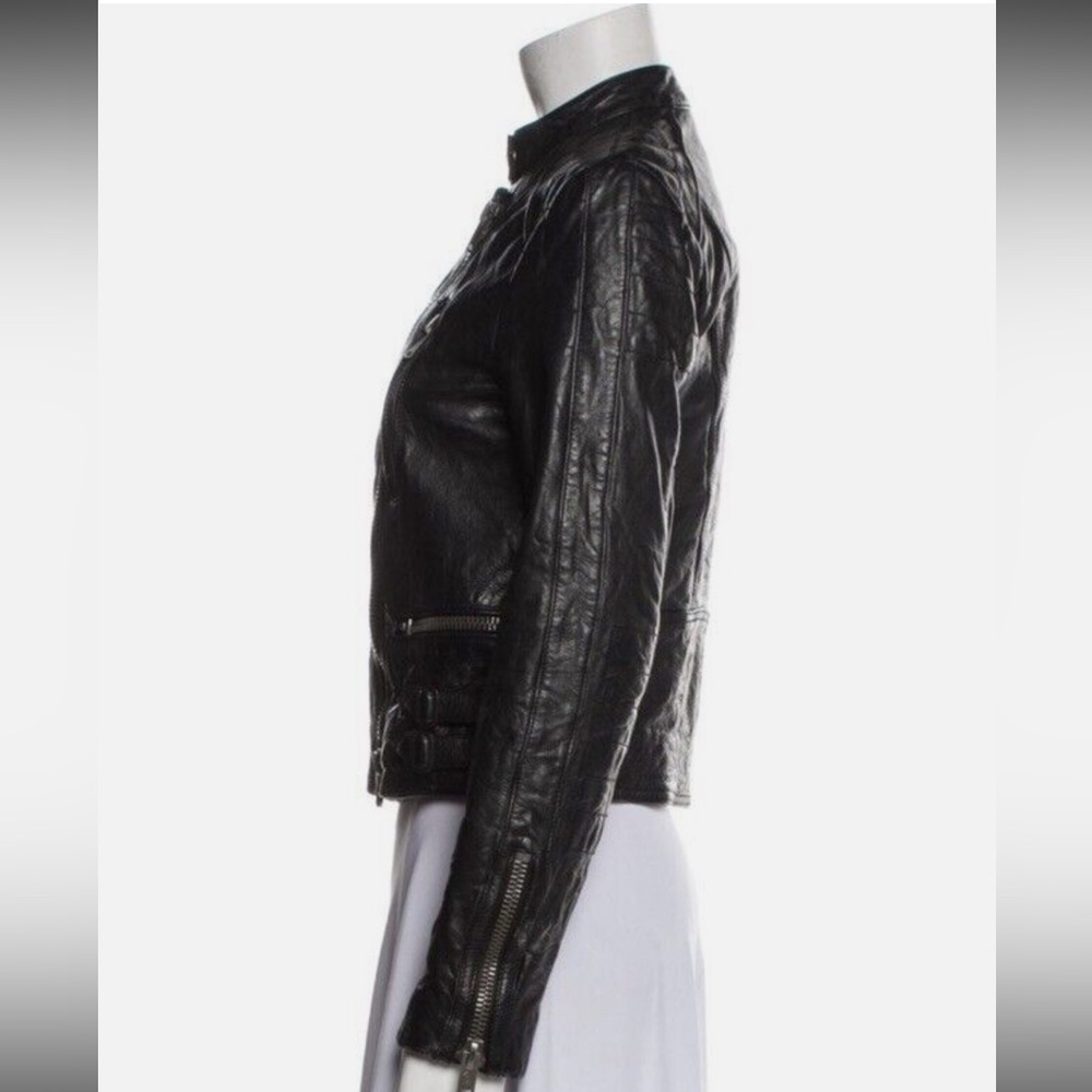 Polo Ralph Lauren Black Leather Moto Jacket | Real Cowhide | Women’s Size Small - Picture 5 of 13